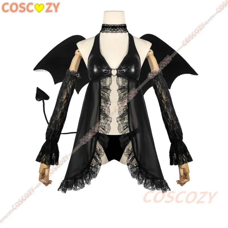 Coscozy My Dress Up Darling Cosplay Kitagawa Marin/Rizu Kyun Cosplay Costume Wig Wing Leather Cos Little Devil Sexy Lace Pajamas