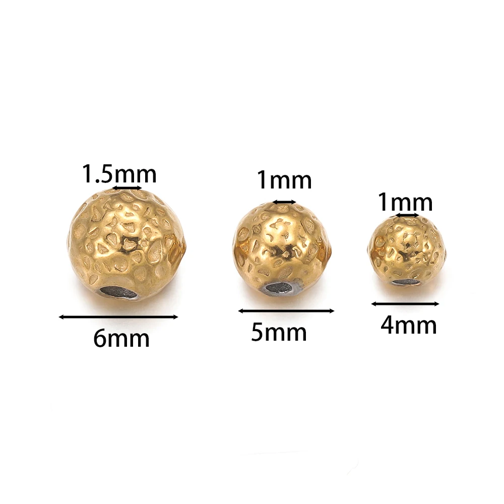 10Pcs/Pack 4-6mm Stainless Steel Balls Beads Round Loose Spacer Bead for DIY Necklace Bracelets Jewelry Making Accessories