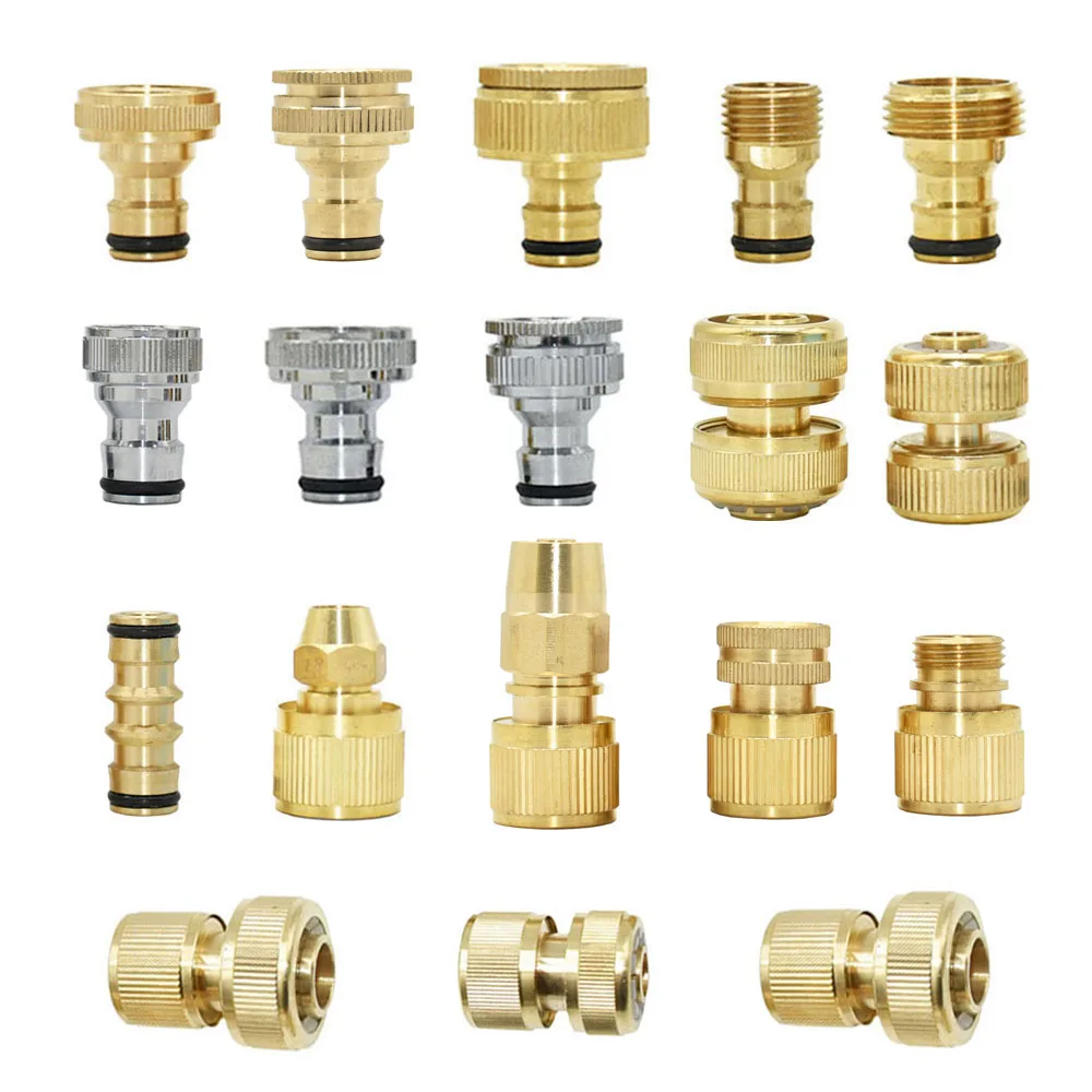 1/2'' 3/4'' 1'' Brass Hose Quick Connecter 16mm 20mm Copper Tap Coupling Adapter Garden Tubing Repair Watering Gun Fittings