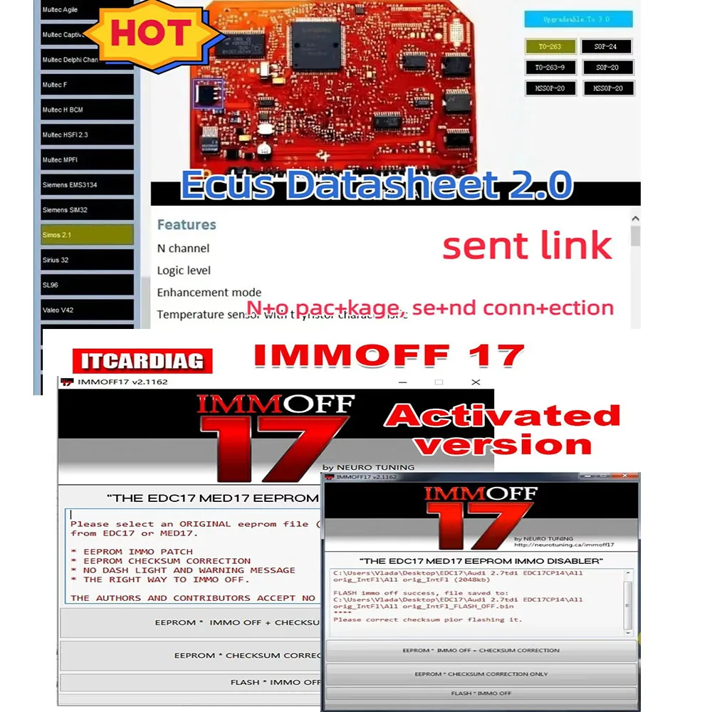 IMMO OFF IMMOFF17 Software EDC17 con keygen Immo Off Ecu programa +Ecus Datasheet 2.0 deshabilitador e instalación de guía de