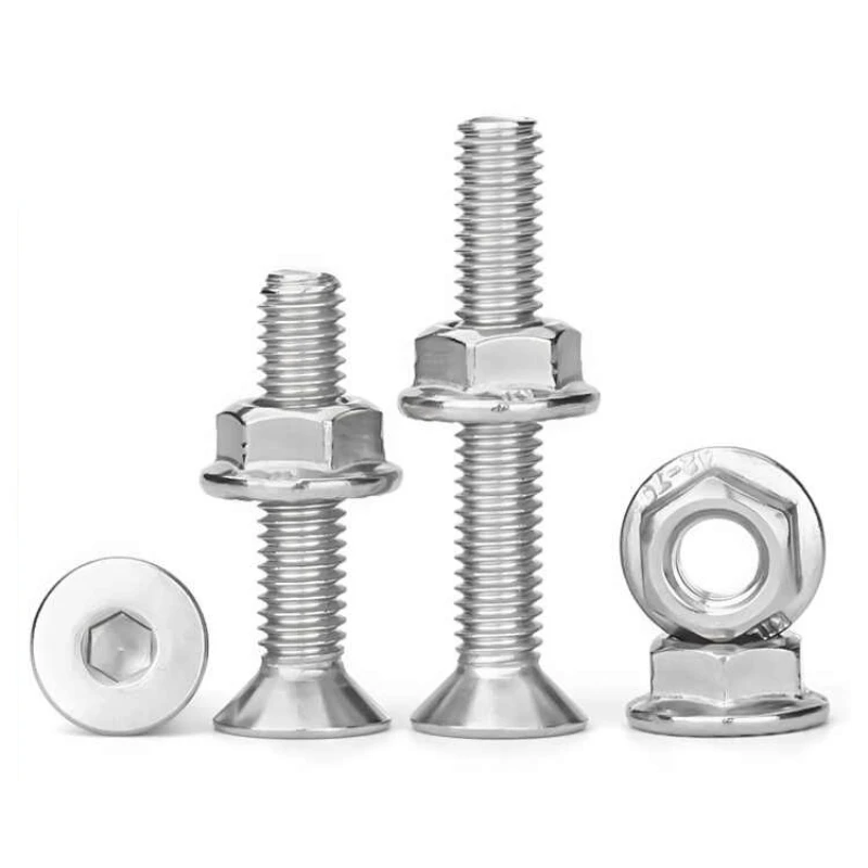 مسامير غاطسة مفتاح ألين عرافة المقبس البراغي ومجموعة صواميل شفة مسننة 304 A2 الفولاذ المقاوم للصدأ M2.5 M3 M4 M5