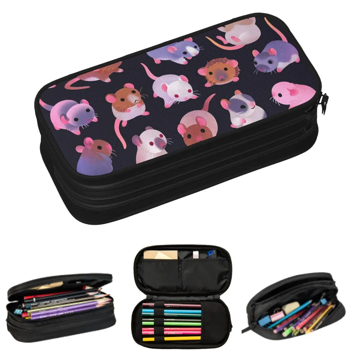 Fancy Rat - Estuches para lápices de color oscuro para regalos de estudiantes, caja para bolígrafos, bolsa para lápices, bolsa para lápices de gran capacidad