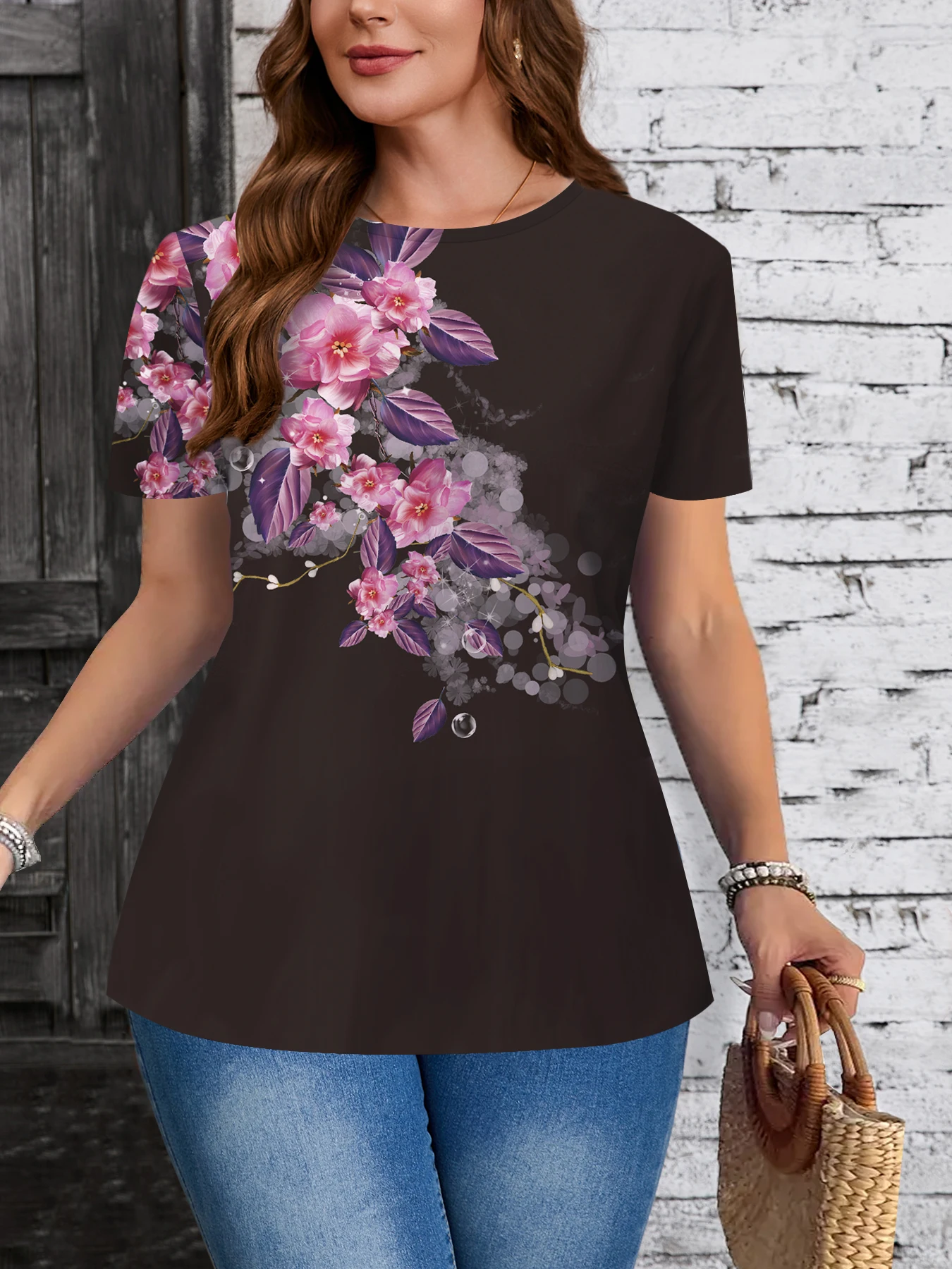 Plus Size Elegantes, lässiges Damen-T-Shirt, modisches, lockeres T-Shirt, Damen-Temperament, langärmeliges T-Shirt, Urlaub, Wochenende – Detail 1