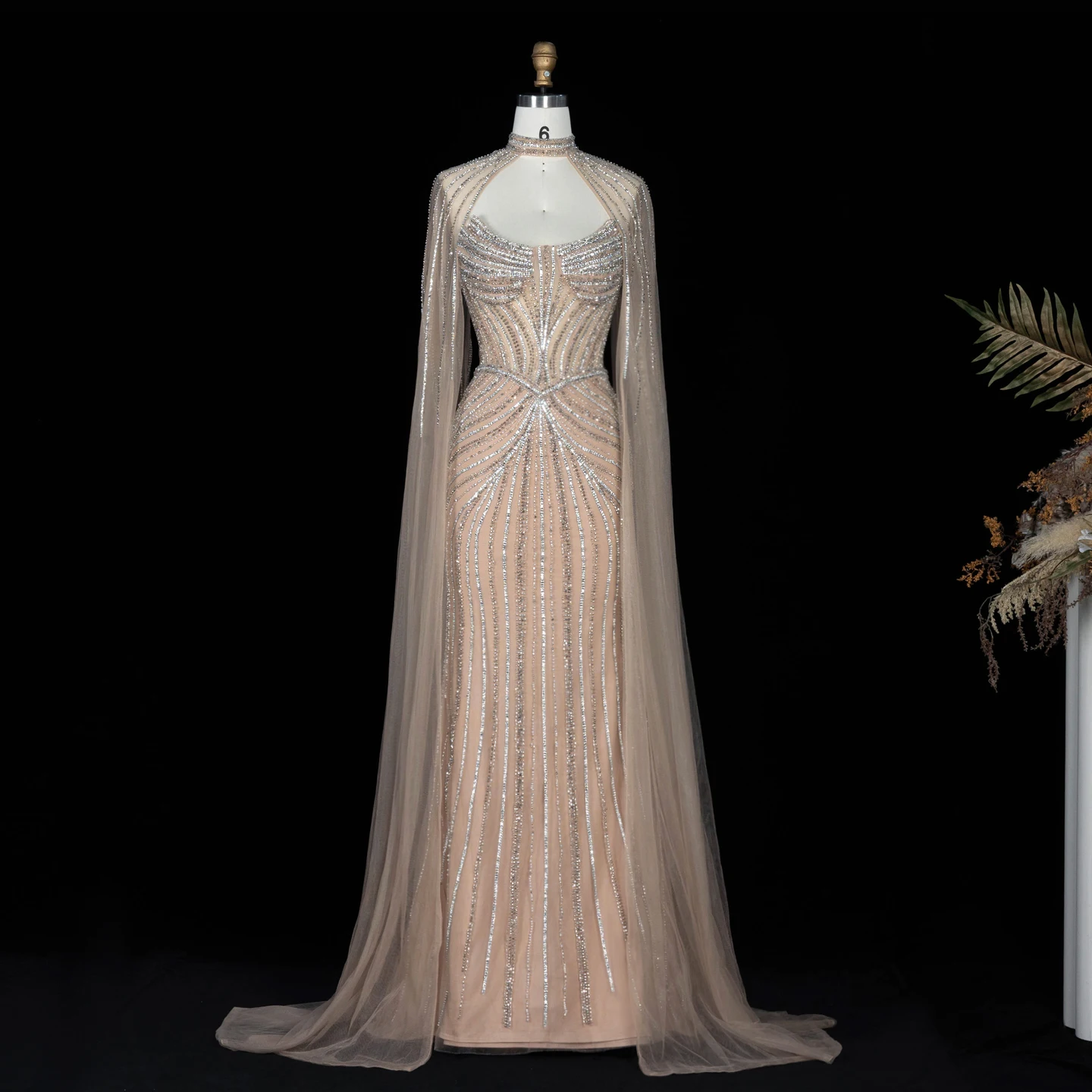 Sharon Said Abendkleid, luxuriöses Meerjungfrauen-Tüllkleid, trägerlos, mit Kristallen und Perlen, arabisch, Dubai, formelles Hochzeits- und Partykleid, SS140, maßgeschneidert – Detail 5