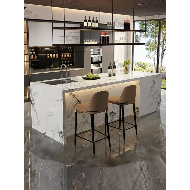 

Bar table, household living room, partition island table, small apartment, sofa rock slab, kitchen, balcony, island table integr