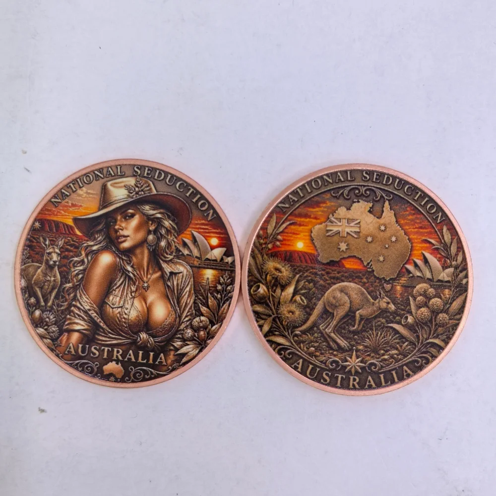 1oz .999 Copper Round Australia Seduction Coin Kangaroo Sydney Opera House Outback Beauty Art Retro Colorized Collectible Gift