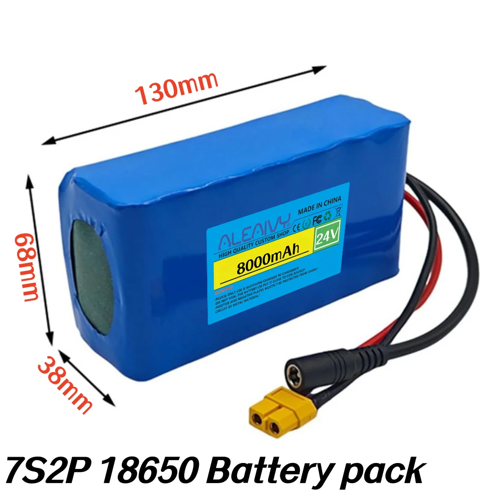 7S2P 25.2V 8Ah 18650 Lithium-ion Battery 24V 8000mAh Lithium-ion Battery, Suitable for 24V scooter Batteries+optional Plug.