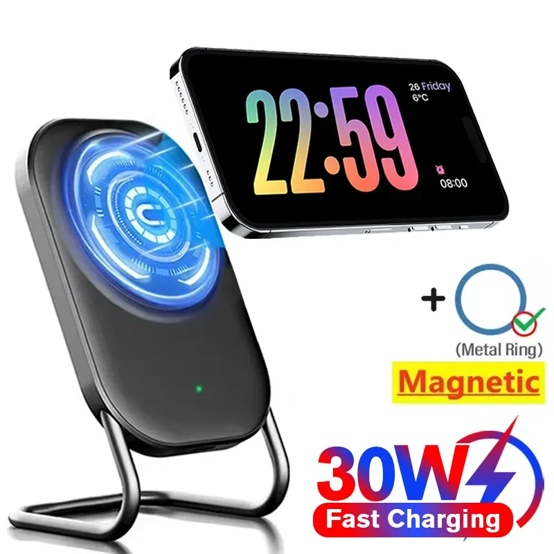 30W Magnetic Wireless Charger Magnetic Fast Charging Stand Pad Magnet Phone Chargers Holder for iPhone 16 15 14 Samsung Xiaomi