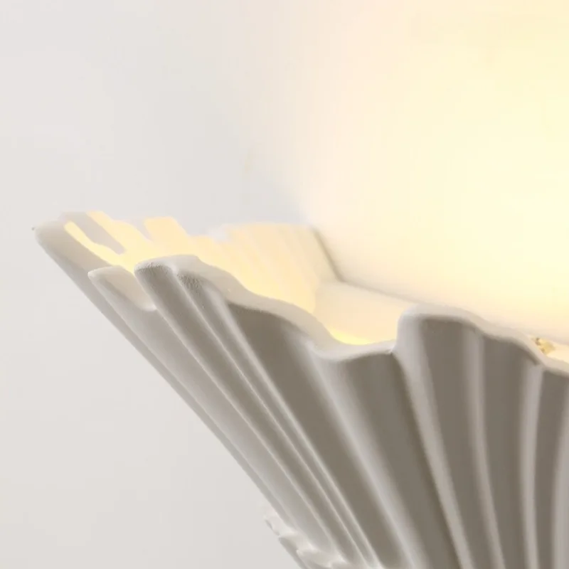 Wabi Sabi Estilo Gesso Shell Forma Lâmpadas de Parede Cabeceira Francesa LED Arandelas Sala de estar Fundo Decoração de Parede Corredor Escada