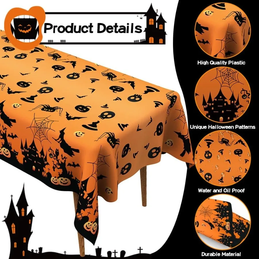 Halloween Tablecloth Halloween Decorations 3 Pcs Disposable Halloweens Tablecloths Plastic Halloweens Table Cloth Rectangle Tab