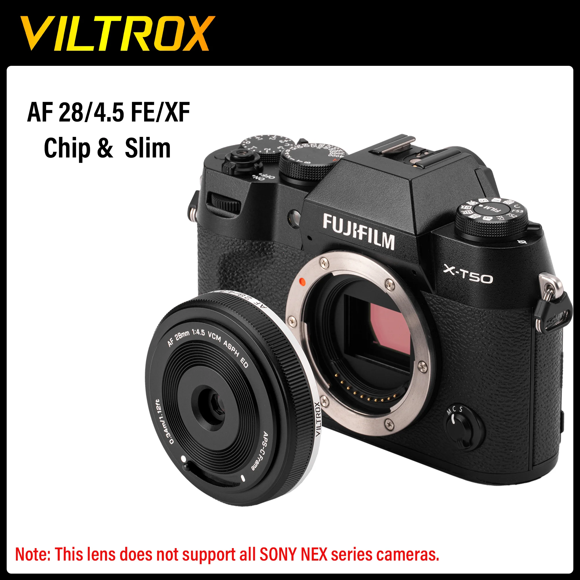 

VILTROX AF 28mm F4.5 Chip Autofocus Full Frame Camera Lens Retro Slim For Fujifilm X Sony E Nikon Z Mount