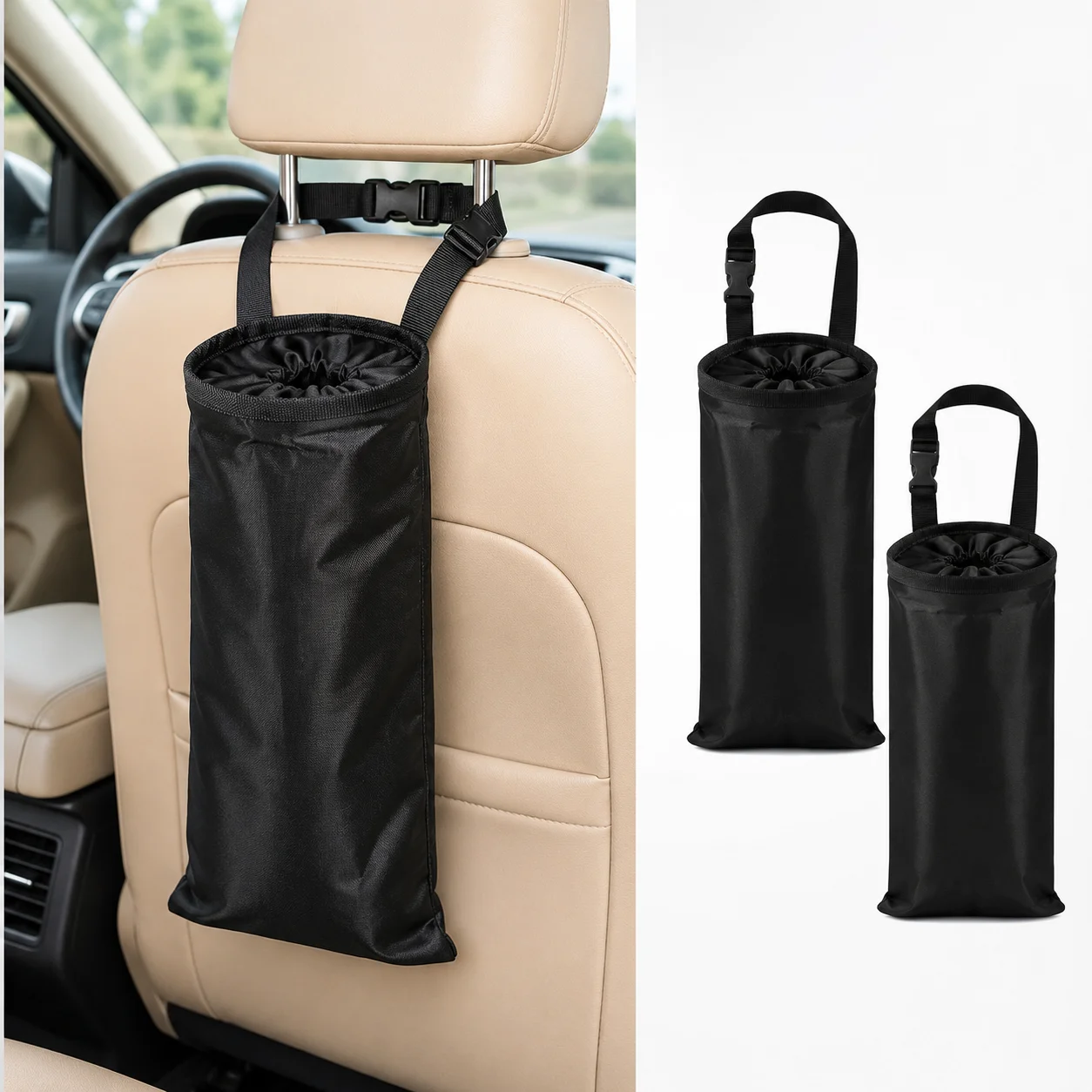 Universal Car Garbage Bag Back Seat Headrest Litter Trash Can Oxford Cloth Hanging Storage Holder Rubbish Container Waste Bin