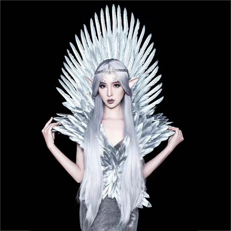 Custom Weimi model image design exaggerated headdress wings bride fashion personality photography large angel wings props