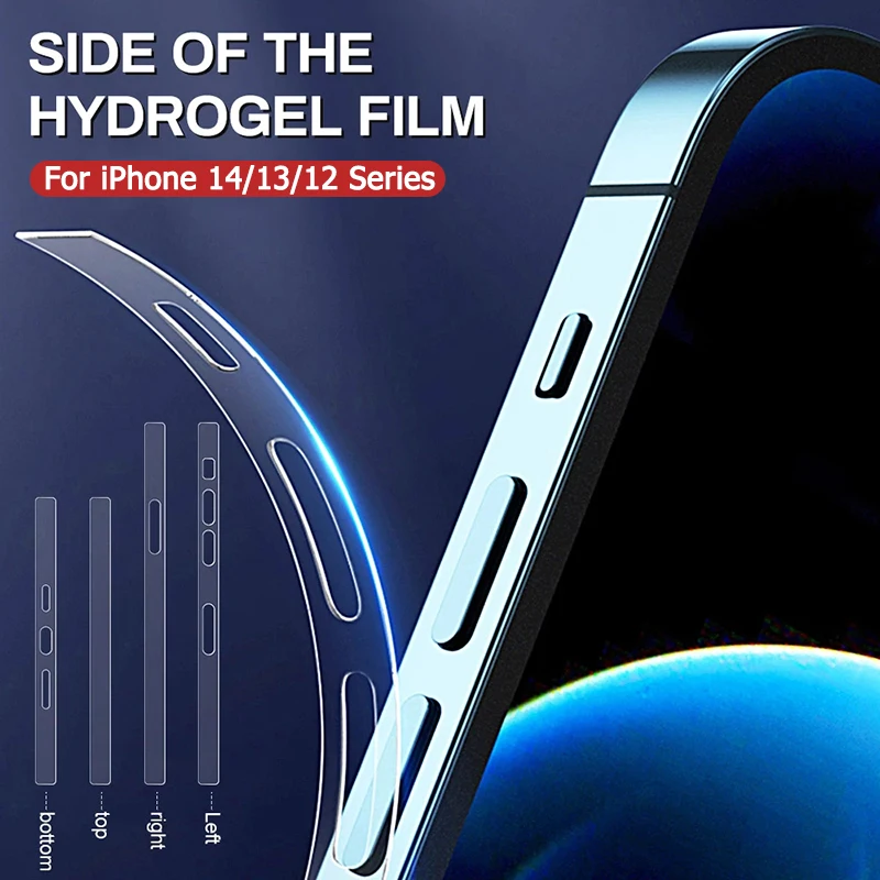 Mobile Phone Fibre Matte Side Film For iPhone 15 14 Pro Max Plus Protective Film Ultra-thin TPU Hydrogel Rim Film For 12 13 Mini