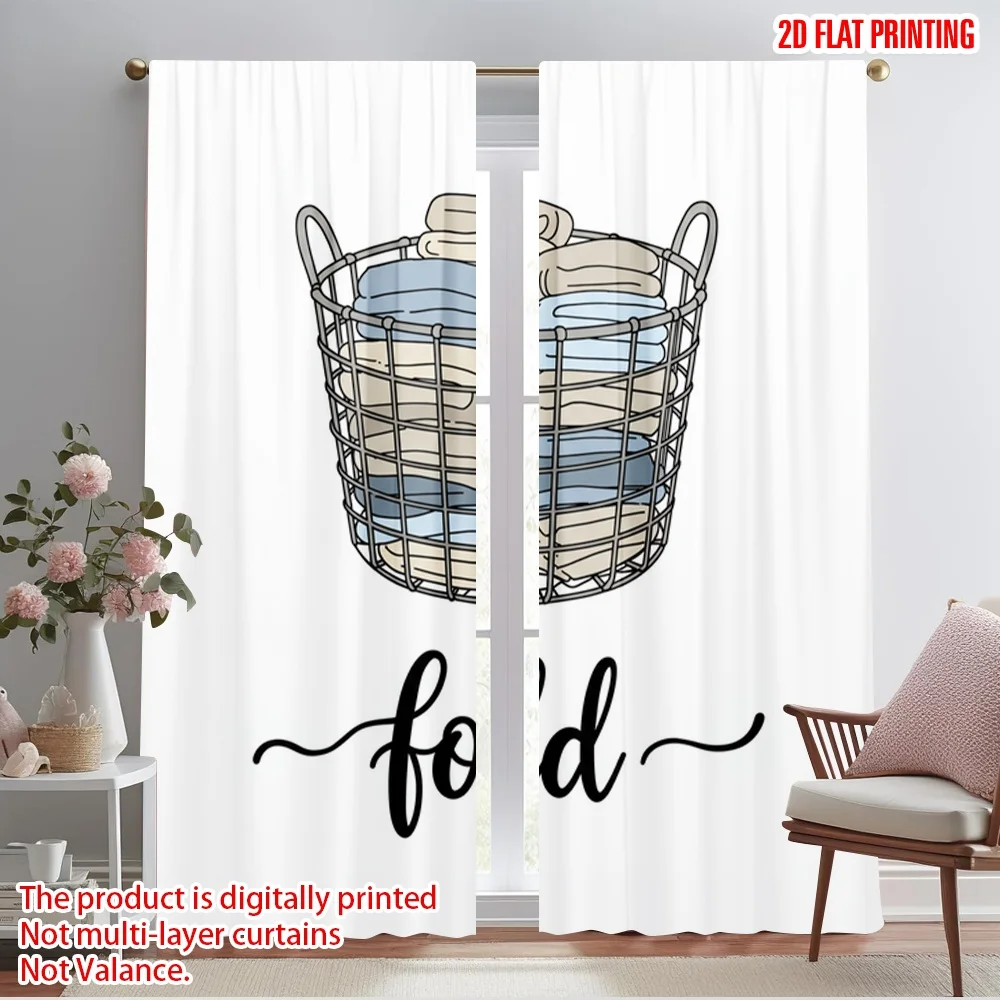 

2pcs 2D flat printing Curtains Fold Laundry Basket Polyester Fabric Without Electricity Festive Wall Decor Perfect for gold wall