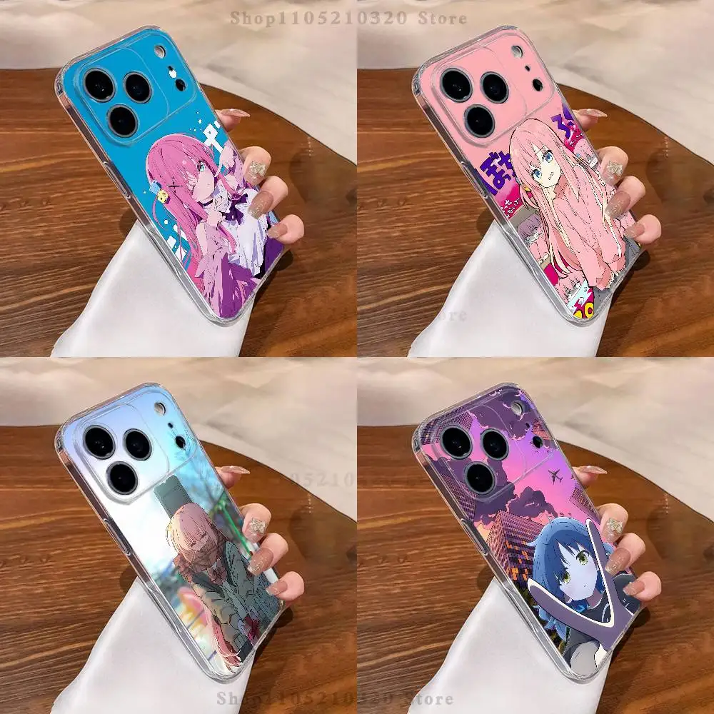 

B-Bocchi the Rock Anime Phone Case For iPhone 17,16,15,14,13,12,11 Pro,Max,Plus,XR,Mini,E Clear Full-coverage Soft Cover