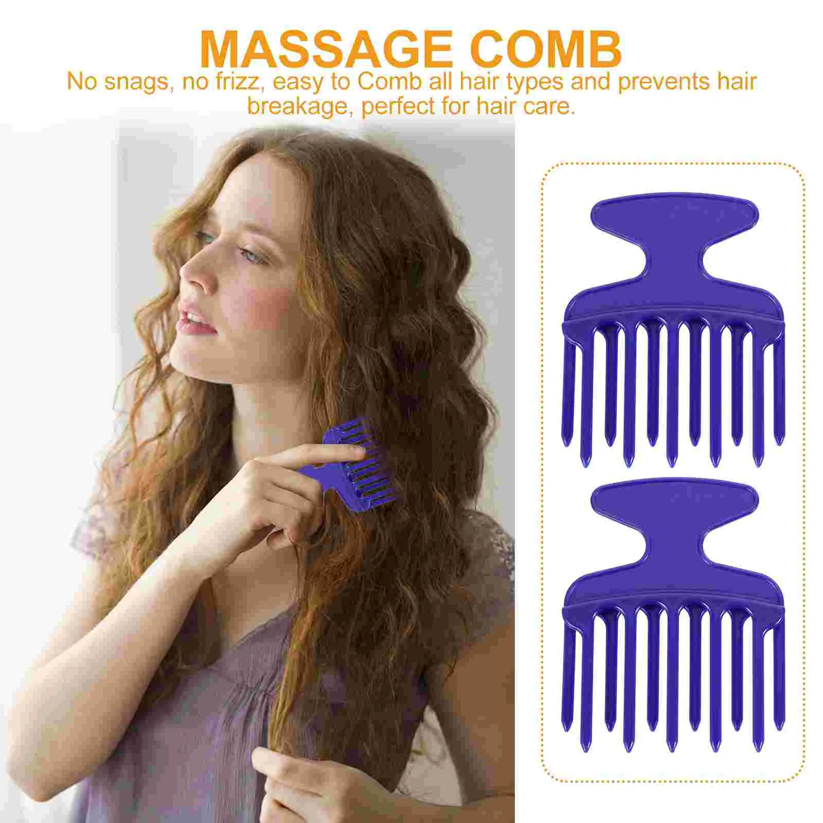 2 Pcs Styling Comb Plastic Hair Lift Combs Retro Oil Tools Wide Tooth Pick Large Fork Shape Abs Wide-tooth Rib Travel