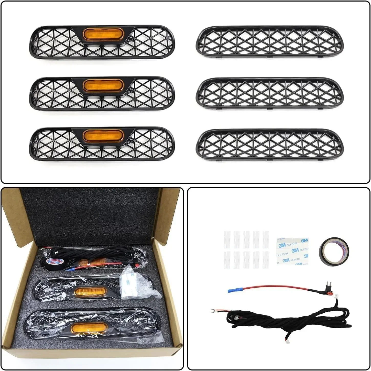 

Car LED Grill Lights Grille Mesh Decoration with Cover For Ford Bronco 2024-2021 Car Exterior Accessories