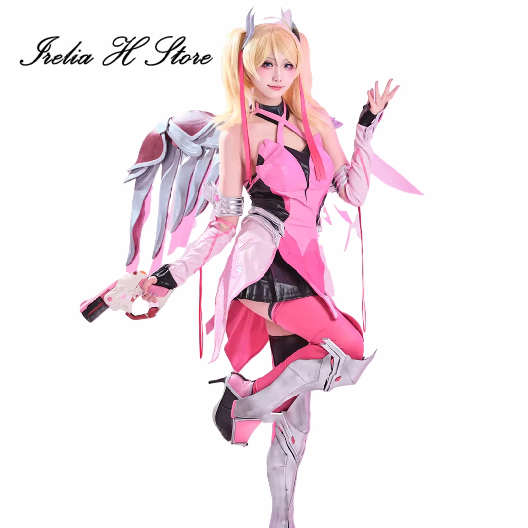 

Irelia H Pink Mercy from OW Angela Ziegler Cosplay Costume for women hallowee party dress