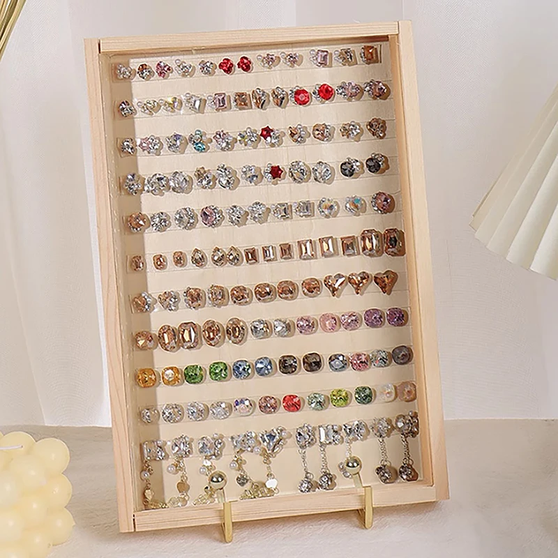 Classic Style Dust-proof Nail Art Display Board Solid Wood Nail Color Board Minimalist Works Manicure Jewelry Display