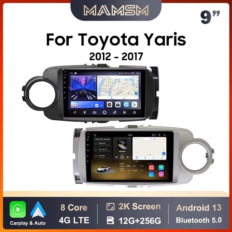 

MAMSM Car Radio For Toyota Yaris 2012- 2017 Android 12 Multimedia Video Player GPS 4G Carplay Autoradio Stereo 2K QLED Head Unit