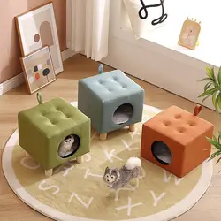 Casa semicerrada de madera maciza para gatos: verano e invierno cálido