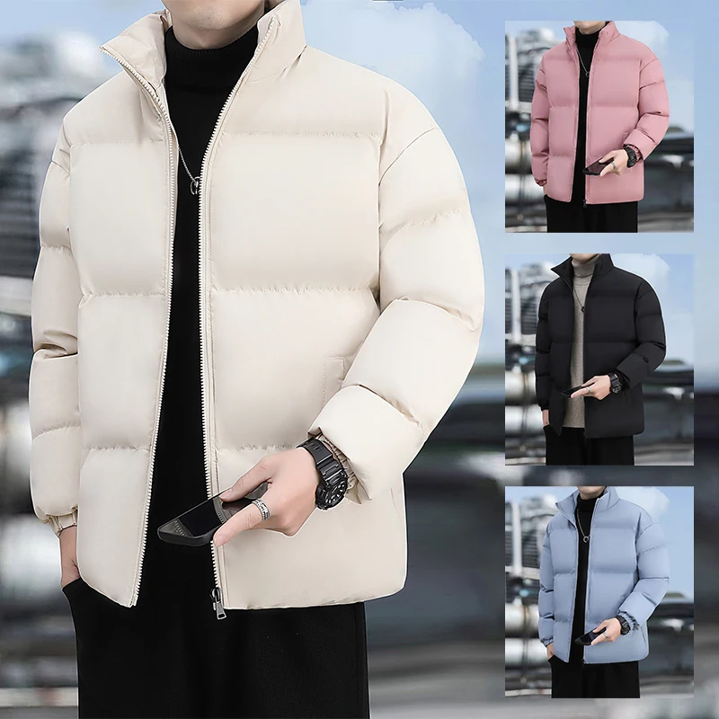 New Winter Jacket Men Parkas Thicken Warm Coat Mens Stand Collar Solid Color Casual Parka Women Fashion Streetwear Harajuku 5XL