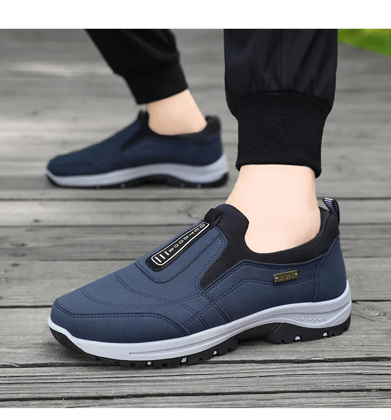Wasserdichte Slip-On-Wanderschuhe für ältere Herren, rutschfest, stoßdämpfend, mit Profilsohle, für den täglichen Gebrauch im Freien, Freizeitschuhe, Wanderschuhe – Detail 16