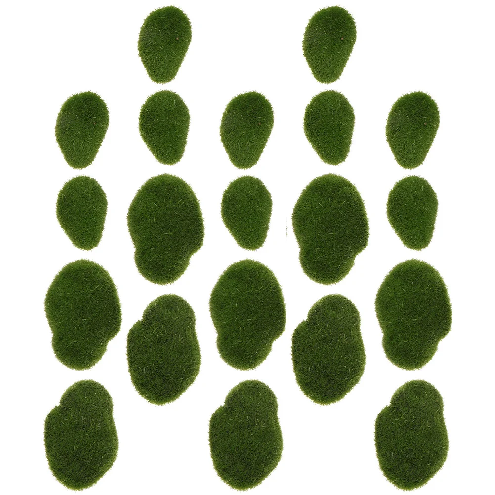 

24 Pcs Artificial Moss Stone Vivid Stones Faux Mossy Fake Rock Foam Micro Landscape Rocks Flocking Decorative
