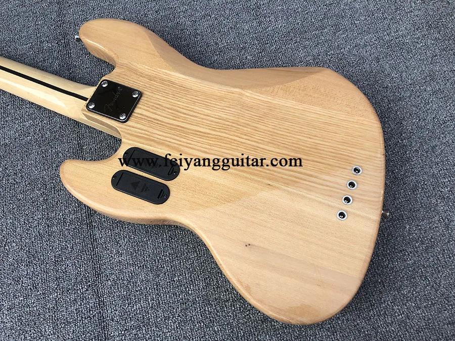 electric bass guitar, Natural Color, ash wood body，4 Strings, active pickup,High Quality  Jazz Bass Guitar,free shipping