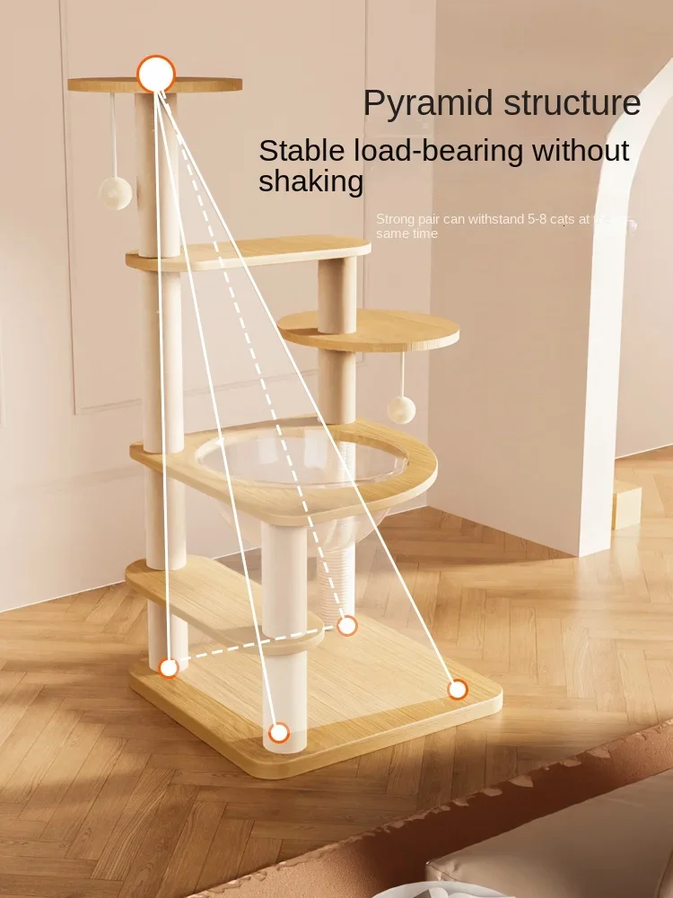 Cat climbing frame, household nest, tree integrated viewing platform, jumping platform, small toy