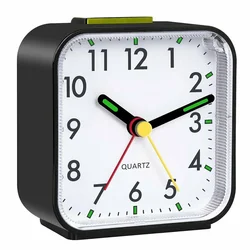 Luminous Desk Alarm Clocks Small Silent Non-ticking Analog Quartz Clock with Light Snooze for Heavy Sleepers, Office and Bedroom