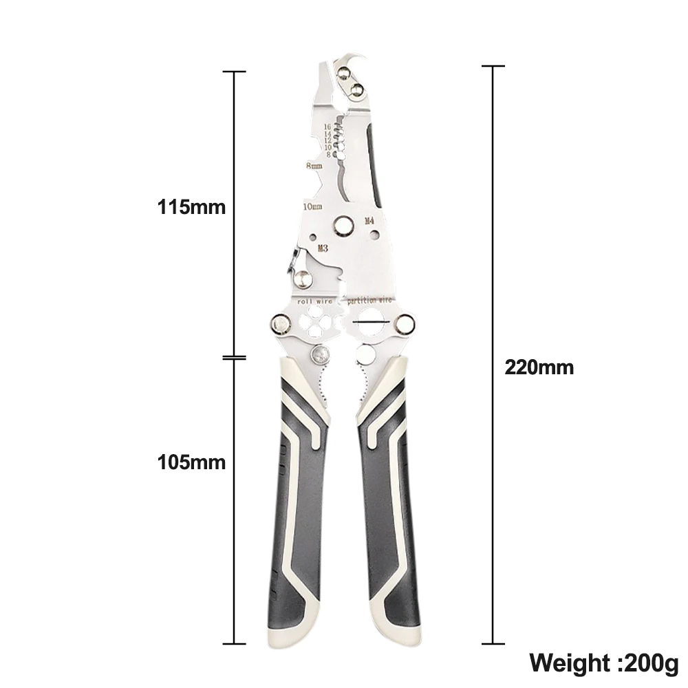 18 In 1 Foldable Wire Stripping Pliers Crimper Cable Cutter Crimping Pliers Terminal Hand Tool Maintenance Anti-Slip Stripper