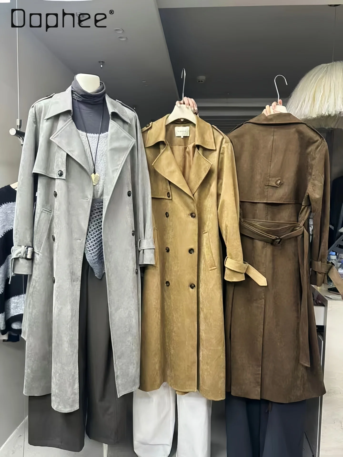 

Осень-зима ретро корейский Ins свободный тонкий универсальный длинный замшевый кожаный плащ женский высококачественный модный двубортный плащ