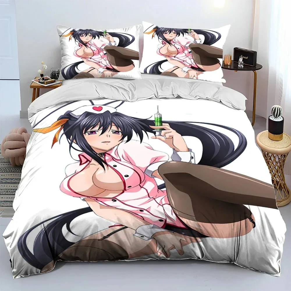 Sexy Girl High School DxD Anime Comforter Bedding Set,Duvet Cover Bed Set Quilt Cover Pillowcase,king Queen Size Bedding Set Kid