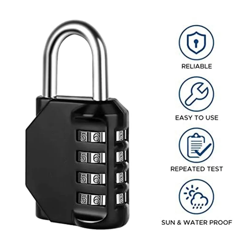 2Pcs 4-Digit Combination Padlock For Sports Lockers, Fences, Tool Boxes And Buckle Cabinets Durable