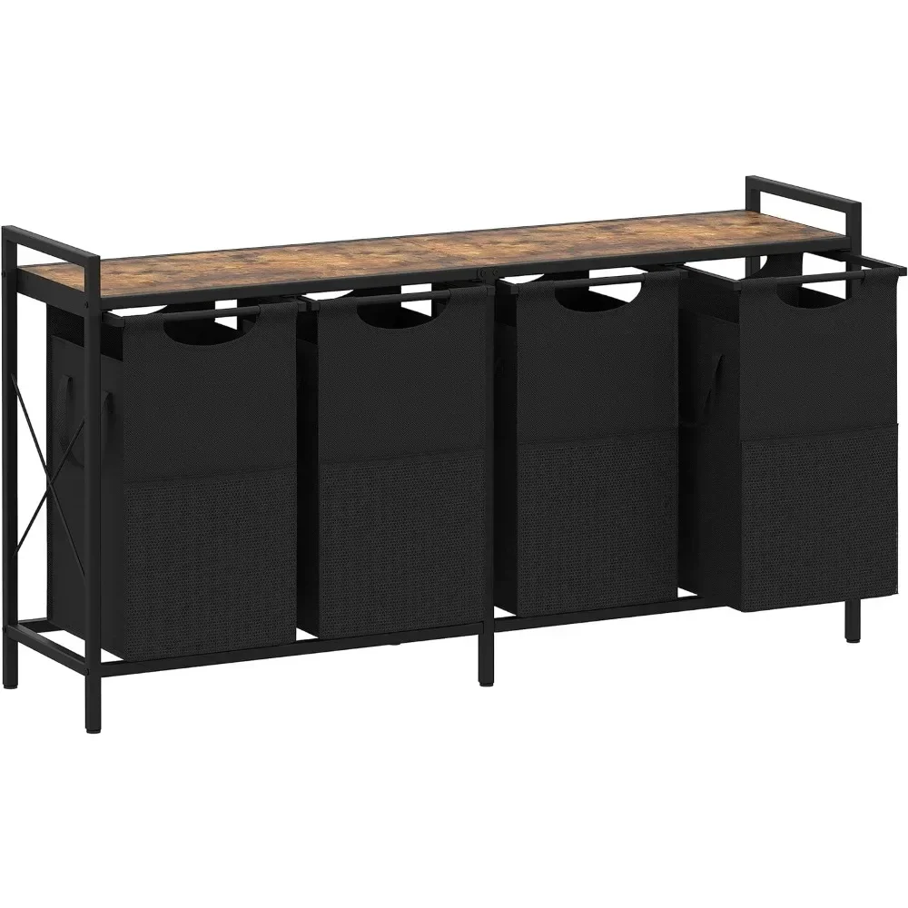 

A Laundry Basket with Large Desktop Sorter for Laundry Room organization, Bathroom and Dorm Laundry Bags on Storage Shelf Rusti