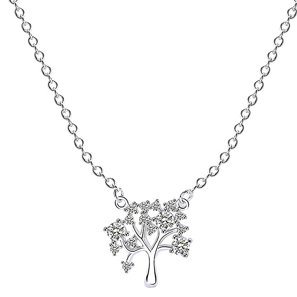 

Sterling Silver Necklace Fashion Pendant Delicate Women Jewelry Elegant Gift Tree Branch Design Pure Silver Jewelry Accessories