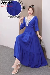 Maxi Long Lace Dress Women Summer Indian Clothes Vestidos Para Mujer Robe Bohemian Cotton Floral Beach Korean Style Casual