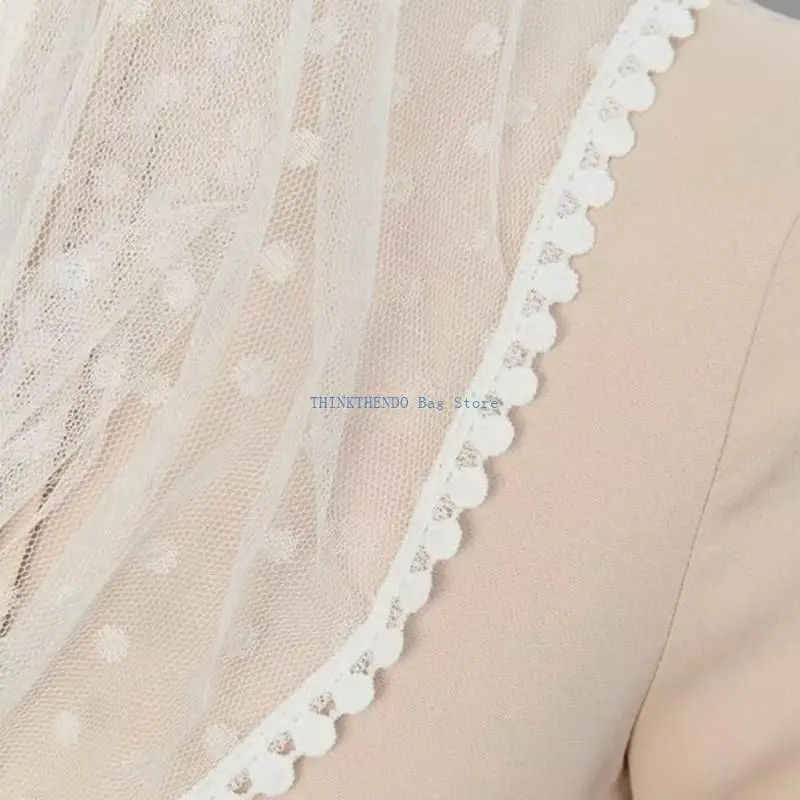 340D Unique Laces Wedding Scarf LuxurIious Cathedral Bridal Headscarf Stylish Scarf for Catholic Church Prayers