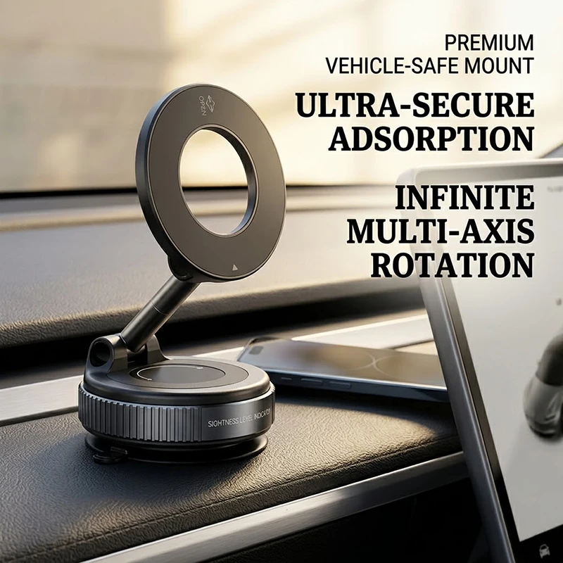 Adjustable Vacuum Suction Phone Mount 360 Rotation Foldable Multi Axis Stand Bracket For Smooth Surface Desk Car Kitchen