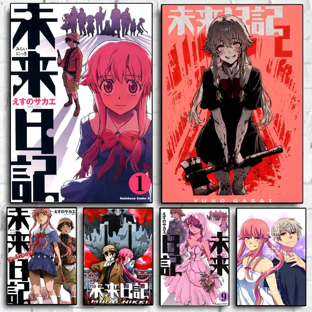 Classic Anime Classic AnimeF-Future Diary  Poster Poster Self Adhesive Wall Art Decor for Bedroom Living Room Office Home
