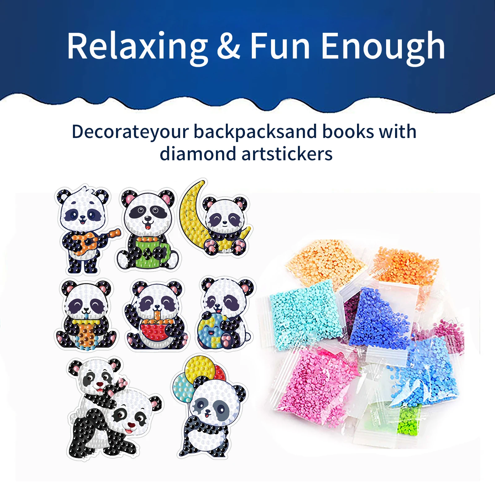 

DIY Diamond Painting Kit Cartoon Panda Stickers Handicraft Exercise Focus Point Setting Sticker Drill Drawing Material