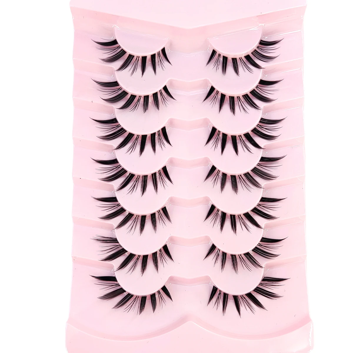 7 pairs of fake eyelashes with transparent color roots anime role-playing imitation mink fur natural fake eyelashes transparent