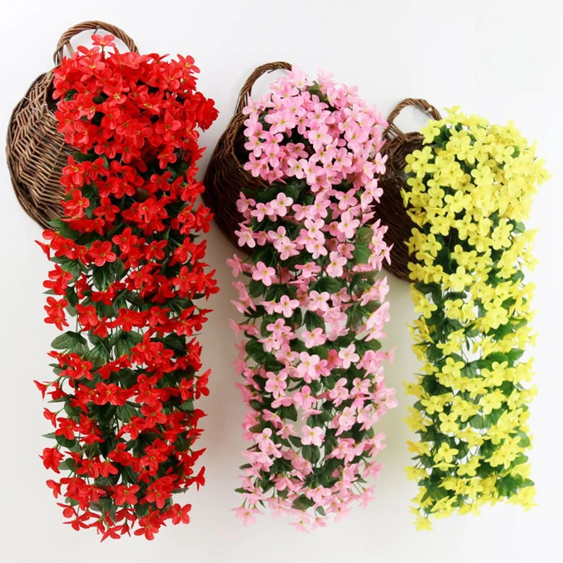 

Artificial Flower Fake Flower Violet Home Wall Decoration Wedding Flower Vine Plastic Hanging Basket Rattan Simulation Plant