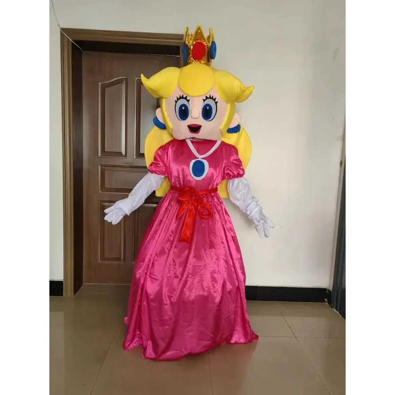 Princess Peach Mascot Costume Mushroom Halloween Christmas Birthday Party Cosplay Anime Performance Props Costume
