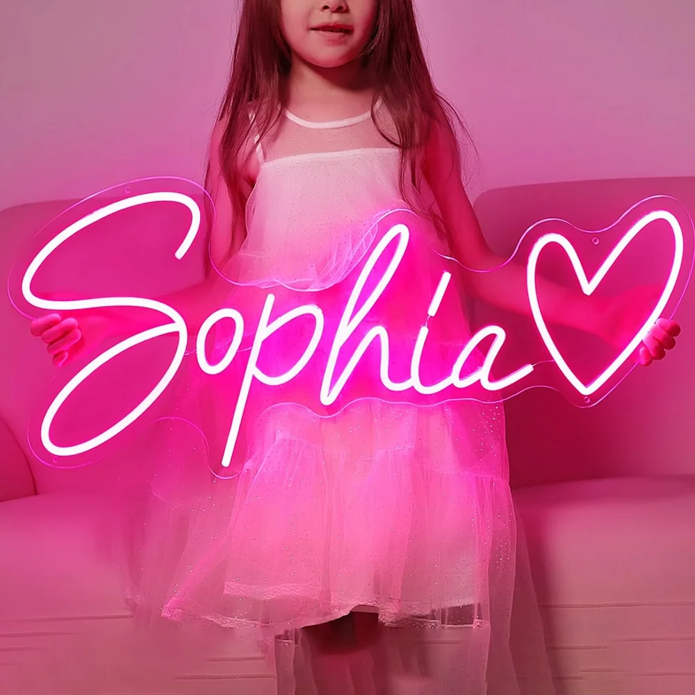 

Custom Name Neon Signs Personalized Led Lights Sign Customizable for Wedding Wall Decor Kids Bedroom Birthday Party Gife Neon