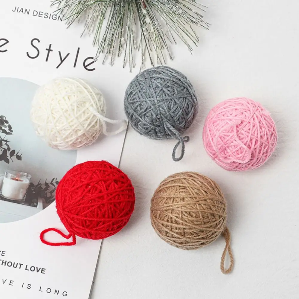 1.97 polegada bola de fio de natal mão-ferida colorida bola de lã de natal pendurado decorativo árvore de natal pingente casamento
