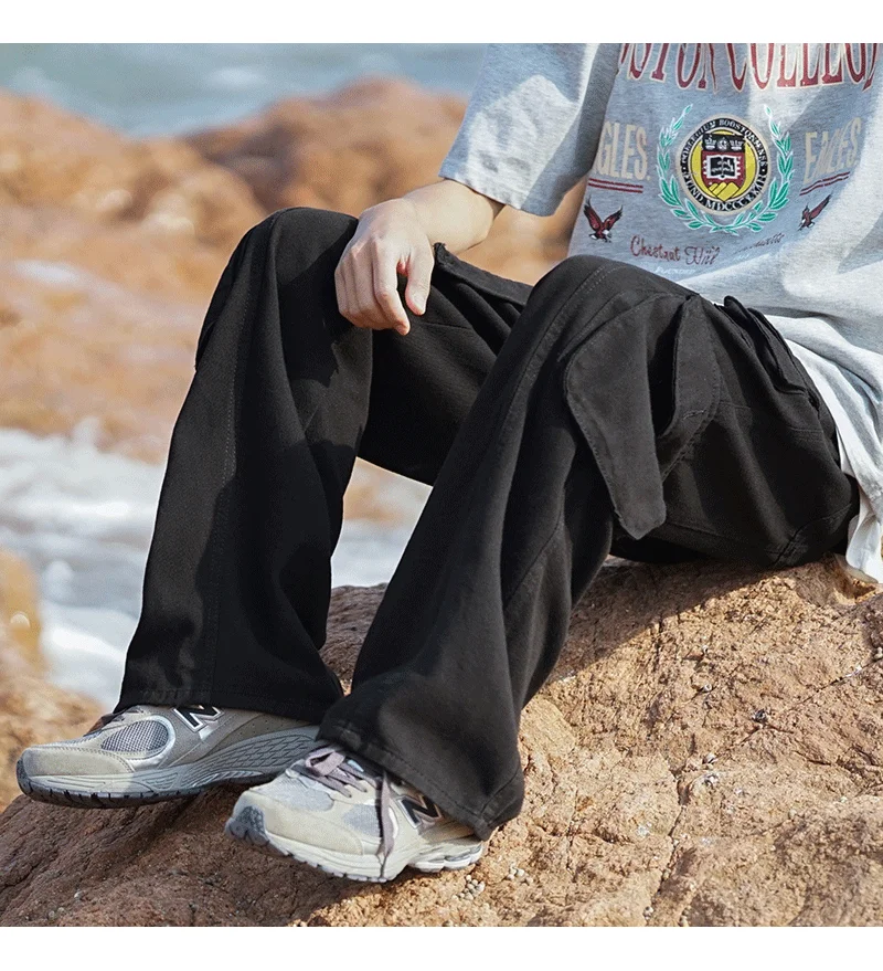 Cargo Pants for Women Harajuku Vintage Low Waist Trousers Wide Leg Baggy Jeans Men Straight Oversize Pants Y2K Pockets