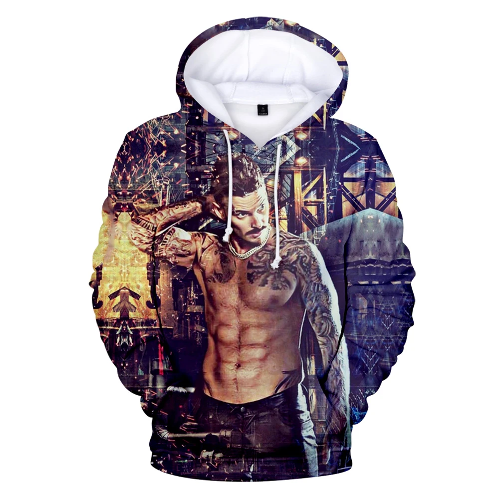 "M". Homens e mulheres Pokora Hoodie treino, moletom unissex, streetwear, estilo hip hop, roupas matt, 3D, plus size